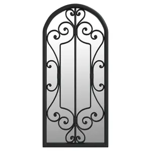 Berkfield Garden Mirror Black 100x45 cm Iron for Outdoor Use