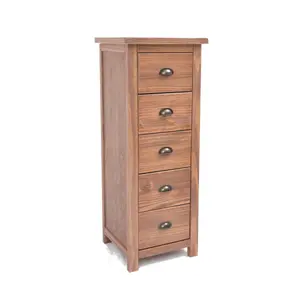 Padua 5 Drawer Narrow Chest of Drawers Brass Cup Handle