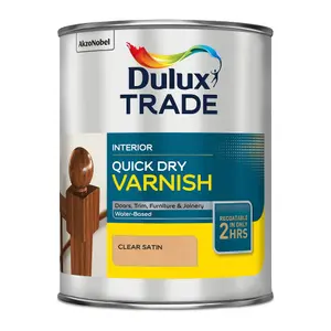 Dulux Trade Quick Dry Clear Satin Wood varnish, 1L