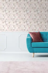 Boutique Beau Pink Metallic effect Geometric Smooth Wallpaper Sample