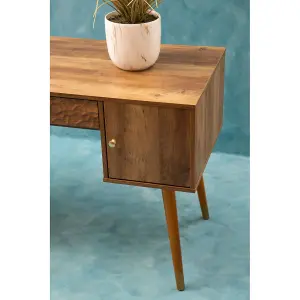 Interiors By premier Contemporary Design Two Door One Drawer Desk, Versatile Wooden Finish Work Desk, Stable Single Drawer Desk