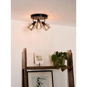 Lucide Nila Vintage Ceiling Spotlight 36cm - 3xE14 - Black