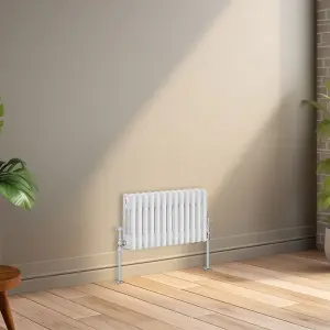 Right Radiators 300x607 mm Horizontal Traditional 3 Column Cast Iron Style Radiator White