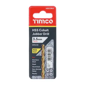 Timco - Ground Jobber Drills - Cobalt M35 (Size 3.5mm - 1 Each)