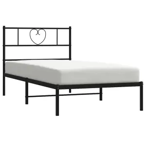 Berkfield Metal Bed Frame with Headboard Black 90x200 cm