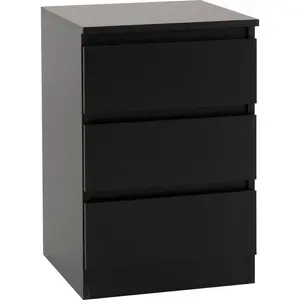 Braunstein 3 Drawer Bedside Table Black