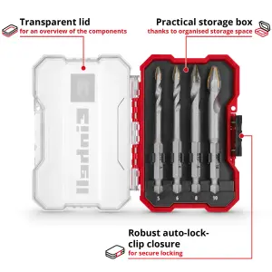 Einhell Premium Drill Bit Set 4pcs High Strength For Stoneware Tiles XS-CASE KWB