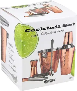 Cocktail Shaker Copper Finished Cocktail Shaker Set Bartender Kit Mixers Utensils 5pc Set