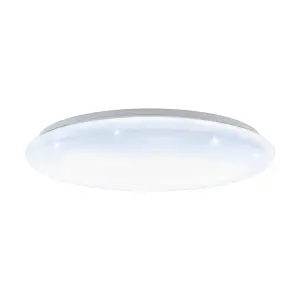 Flush Ceiling Light White Shade White Plastic With Crystal Effect Bulb LED 40W