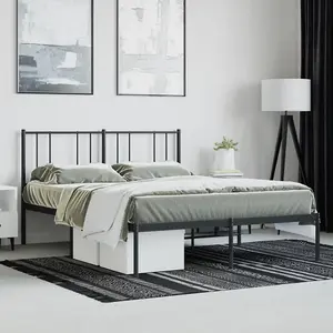 Berkfield Metal Bed Frame with Headboard Black 120x200 cm