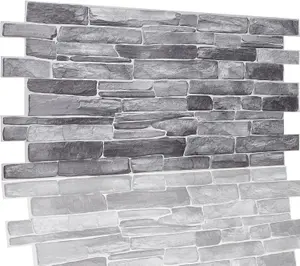 3D Wall Panels with Adhesive Included - Pack of 6 Sheets -Covering 29.76 sqft/2.76 sqm - Decorative Silver Grey Stone Slate Design