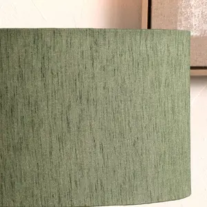 45cm Green Slubbed Faux Silk Gold Lined Cylinder Shade