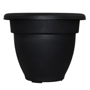 simpa 2PC Black Round Winchester Plastic Garden Planters 30cm (Dia).