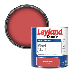 Leyland Trade Vinyl Matt Walls & Ceilings Emulsion Paint Strawberry Red (RAL 3018) 2.5L