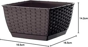 Plant Pot Flowerpot Wave Plastic Crystal Modern Decorative Small Medium Large Dark Brown Square 2.5 Litres