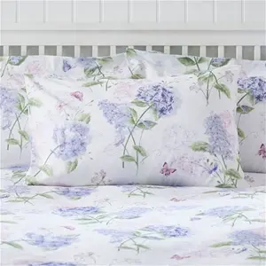 Dunelm Wild Hydrangea Lilac Duvet Cover And Pillowcase Set, Size: Super King, Purple, Polycotton