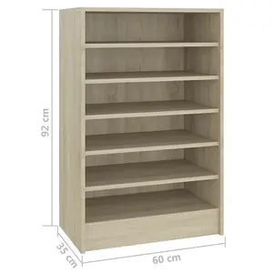 Berkfield Shoe Cabinet Sonoma Oak 60x35x92 cm Engineered Wood