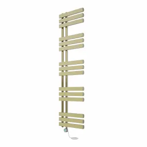 Rinse Bathrooms Designer Electric Thermostatic Heated Towel Rail D Shape Bathroom Radiator Warmer 1600x450mm Brushed Brass