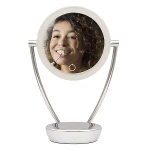 Dellonda 7.5" Double-Sided LED Vanity Mirror, Touch Dimmable, Battery Operated