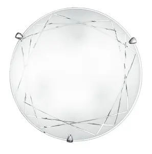 Luminosa PARADISE 2 Light Patterned Glass Flush Ceiling Light White 30cm