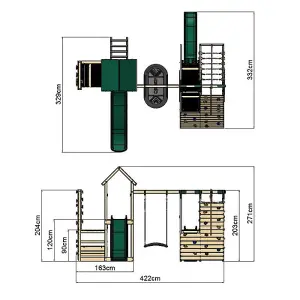 Rebo Wooden Climbing Frame with Vertical Rock Wall, Swing Set and Slide - Crestone+