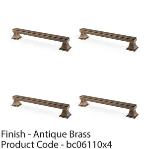 4 PACK - Chunky Square Pull Handle - Antique Brass 160mm Centres SOLID BRASS Drawer Door