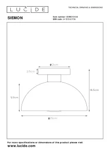 Lucide Siemon Modern Flush Ceiling Light 25cm - 1xE27 - Ocher Yellow