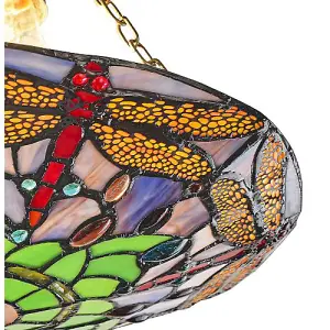 Traditional Multi-Coloured Dragonfly Tiffany Glass Pendant Shade