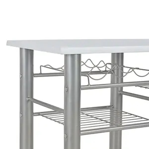 Lecenta 117cm Bar Set White/Silver