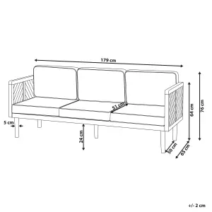 Garden Sofa BARATTI Acacia Wood Light Wood 3 Seater