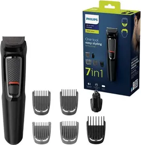 Philips 7-In-1 All-In-One Trimmer, Series 3000 Grooming Kit For Beard & Hair With 7 Attachments, Including Nose Trimmer, Self-Sharpening Blades, UK