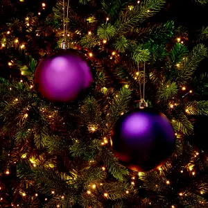 Purple Plastic Round Christmas bauble set, Set of 4 (D) 100mm