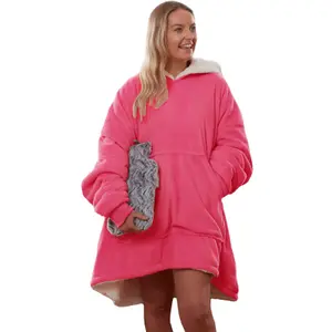 Sienna Hoodie Blanket Ultra Plush Wearable Sherpa Oversize - Fuchsia