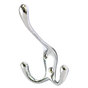 Chrome effect Zinc alloy Large Triple Hook (H)70mm (W)57mm