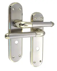 Marina Door Handle Two Tone Bathroom Lock Lever - Brass and Satin by Betley Butterfly