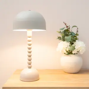 ValueLights Lowe Grey Pebble Abstract Bedside Table Lamp with a Dome Lampshade