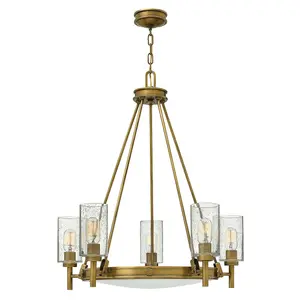 5 Bulb Chandelier Hanging Pendant Ceiling Light Heritage Brass LED E27 100W Bulb