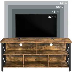 Yaheetech Rustic Brown TV Cabinet with 3 Shelves