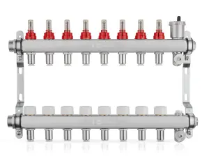 John Guest Speedfit Lowfit 8 Port Manifold Stainless Steel (12mm Connections)