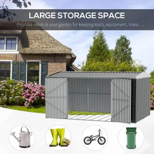 Outsunny Outdoor Garden Storage Shed Steel Tool Storage Box for Backyard Grey