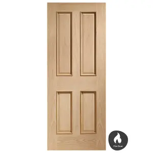 Internal Victorian Oak 4-Panel Raised Mouldings Fire Door 2040 x 726 x 44mm