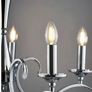 Hanging Flush Ceiling Pendant 5 Light CHROME Chandelier Classic Lamp Bulb Holder