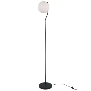 Luminosa Modern Floor Lamp Satin Black 1 Light  with White Shade, E27