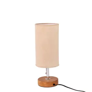 Oypla Dual USB Charging Bedside Nightstand Table Lamp with Linen Fabric Lampshade - Includes Bulb