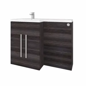 Rinse Bathrooms 1100mm LH Vanity Unit with Basin and Back to Wall Unit Bathroom Storage Unit Free Standing Grey