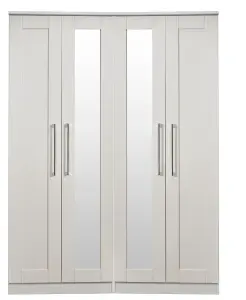 Ripon Tall 4 Door 2 Centre Mirrors in Grey Ash (Ready Assembled)