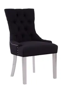 Stylish Black Dining Chair For Sitting Area, Classic Design Kitchen Chair With Sledge Legs, Decorative Chair