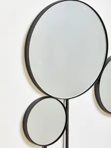 Interiors by Premier Multi Circular Wall Mirror, Wall Mirror with Black finish frame, Modern Mirror For Living Room and Hallway