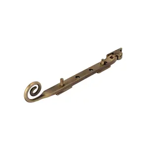 Dart Monkey Tail Brass Window Stay 8" (200mm) - Antique Brass