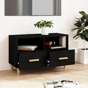 Berkfield TV Cabinet Black 80x36x50 cm Engineered Wood